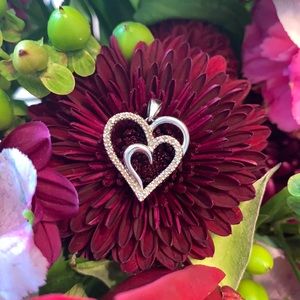 Double heart diamond pendent